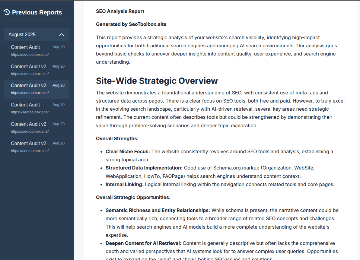 Detailed SEO Report